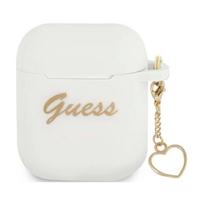 Guess Silicone Charm Cover for Airpods 1/ 2 White