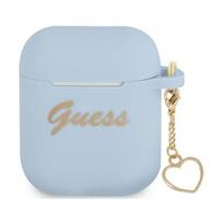 Guess Silicone Charm Cover for Airpods 1/ 2 Blue