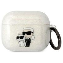 blizgantis deklas - Karl Lagerfeld 3D Logo NFT Karl and Choupette TPU Glitter Case for Airpods 3 White - 1 nuotrauka