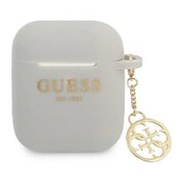 airpods deklas silikoninis - Guess 4G Charms Silicone Case for Airpods 1/ 2 Gray - 1 nuotrauka