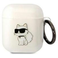 Karl Lagerfeld 3D Logo NFT Choupette TPU Case for Airpods 1/ 2 White