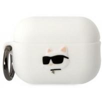 airpods pro 2 case - Karl Lagerfeld "3D Logo NFT Choupette Cat Head Silicone Case for Airpods Pro 2" White - 1 nuotrauka