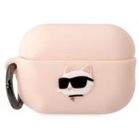 apple ausines - Karl Lagerfeld "3D Logo NFT Choupette Cat Head Silicone Case for Airpods Pro 2" Pink - 1 nuotrauka