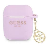 airpods deklas silikoninis - Guess GUA2LSC4EU Charm Case for Airpods 1/ 2 Purple - 1 nuotrauka