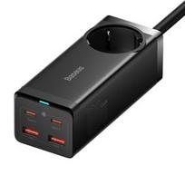 ikroviklis 100w - Baseus GaN3 Pro wall charger / powerstrip 2xUSB + 2xUSB-C + AC, 100W (juodas) - 1 nuotrauka