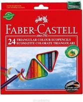 Faber-Castell Trikampiai spalvoti pieštukai 24 spalvų Eco su drožtuvu