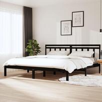 miegamojo lovos rem - Lova Lovos rėmas, juodos spalvos, 200x200cm, pušies medienos masyvas - 2 nuotrauka
