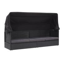 Lauko sofa VLX Garden Bed w/ Canopy 46092, juoda