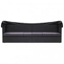 kede lovos - Lauko sofa VLX Garden Bed w/ Canopy 46092, juoda - 2 nuotrauka