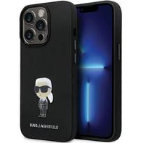 iphone 14 silikoninis deklas - Karl Lagerfeld "KLHCP14LSMHKNPK Silicone Ikonik Metal Pin Case iPhone 14 Pro " Black - 1 nuotrauka
