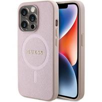 deklas iphone 15 pro guess - Guess "GUHMP15LPSAHMCP Saffiano MagSafe iPhone 15 Pro" Pink - 1 nuotrauka