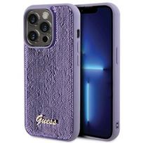 deklas iphone 15 pro guess - Guess "GUHCP15XPSFDGSU Sequin Script Metal iPhone 15 Pro Max" Purple - 1 nuotrauka