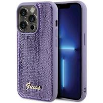 iphone 15 pro telefonai - Guess "GUHCP15LPSFDGSU Sequin Script Metal iPhone 15 Pro" Purple - 1 nuotrauka