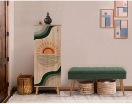 Prieškambario baldų komplektas Kalune Design Vegas 930 - 1070, vidaus, žalias/sonoma ąžuolo