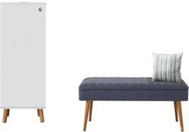 Prieškambario baldų komplektas Kalune Design Vegas 200 - 1048, vidaus, baltas/tamsiai mėlyna