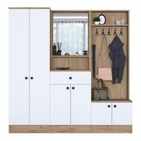Prieškambario baldų komplektas Kalune Design P6 M3 - 2490, vidaus, baltas/riešuto