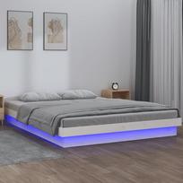 balta miegamojo lova - Lova Lovos rėmas su led, baltos spalvos, 200x200cm, medienos masyvas - 2 nuotrauka