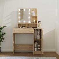Kosmetinis staliukas su led ap&scaron;vietimu, ąžuolo, 86,5x35x136cm