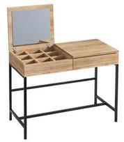 Kosmetinis staliukas Kalune Design Linda 793ELG4101, juodas/ąžuolo, 100 cm x 45 cm x 74 cm, su veidrodžiu