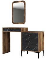 Kosmetinis staliukas Kalune Design Lizbon 548, juodas/riešuto, 40 cm x 124 cm x 84.7 cm, su veidrodžiu