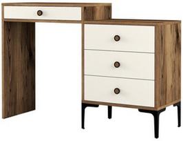 Kosmetinis staliukas Kalune Design Lizbon 554, riešuto/kreminės spalvos, 40 cm x 124 cm x 84.7 cm