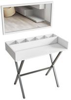 Kosmetinis staliukas Kalune Design Atina, baltas/juodas, 50 cm x 100 cm x 91 cm, su veidrodžiu