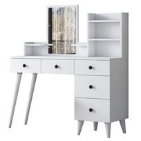 Kosmetinis staliukas Kalune Design Bj101 - 2293, baltas, 122.2 cm x 40 cm x 93.8 cm, su veidrodžiu