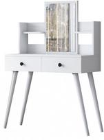 Kosmetinis staliukas Kalune Design BJ102 - 2232, baltas, 97.8 cm x 40 cm x 111.8 cm, su veidrodžiu