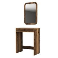 Kosmetinis staliukas Kalune Design Lizbon, riešuto, 84.7 cm x 70 cm x 40 cm, su veidrodžiu