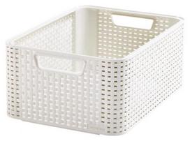 curver style rattan - Daiktadėžė Curver 205845, balta/smėlio, 386 x 287 x 170 mm - 1 nuotrauka