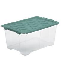 zalia - Daiktadėžė Rotho, 44 l, skaidri/žalia, 583 x 392 x 277 mm - 1 nuotrauka
