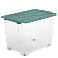Daiktadėžė Rotho, 65 l, skaidri/žalia, 583 x 392 x 410 mm