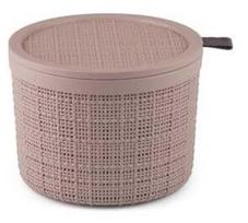 Dėžutė Curver Jute Round With Lid, 2 l, rožinė, 170 x 170 x 130 mm