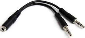 kabeli 3 x 2 5 - Adapteris StarTech MUYHSFMM 3.5 mm female, 2 x 3.5 mm male, juoda - 1 nuotrauka