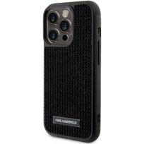 metalines ploksteles telefonui - Karl Lagerfeld "Rhinestone Plate Metal Logo Case iPhone 15 Pro" Black - 1 nuotrauka