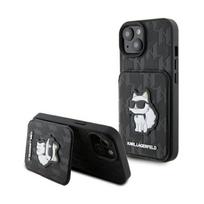 Karl Lagerfeld "Saffiano Cardslots and Stand Monogram Choupette iPhone 15" Black