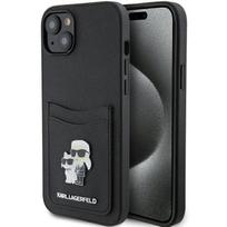 iphone 13 telefono deklas karl lagerfeld - Karl Lagerfeld "Saffiano Cardslot Karl & Choupette Metal Pin iPhone 15" Black - 1 nuotrauka
