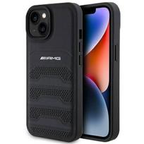 Mercedes-Benz "Leather Debossed Lines iPhone 15 Plus" Black