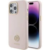 15 pro silicone case - Guess "Silicone Logo Strass 4G iPhone 15 Pro Max" Pink - 1 nuotrauka