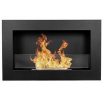 BIOHEAT 650x400 SLIM TUV BLACK GLASS biožidinys įmontuojamas - pakabinamas su stiklu