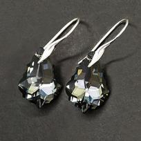 Diamond Sky Earrings With Crystals From Swarowski Baroque Silver Night