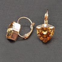 Diamond Sky Earrings Gold Bermuda Triangle With Swarovski Crystals