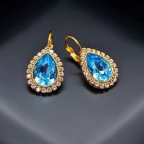 Pirkti Diamond Sky Earrings With Crystals From Swarowski Heavenly Drop Aquamarine Blue - Photo 1
