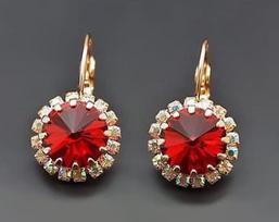 Diamond Sky Earrings Clarice IX Scarlet With Swarovski Crystals