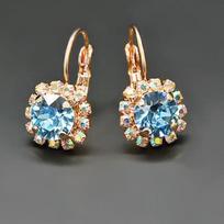Diamond Sky Earrings With Crystals From Swarowski Magnificence II Aquamarine Blue