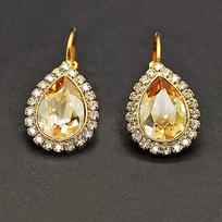 Diamond Sky Earrings With Crystals From Swarowski Heavenly Drop Golden Shadow
