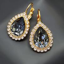Diamond Sky Earrings With Crystals From Swarowski Heavenly Drop Silver Night
