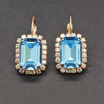 Diamond Sky Earrings With Crystals From Swarowski Lurdes II Aquamarine Blue
