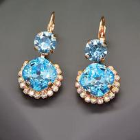Diamond Sky Earrings With Crystals From Swarowski Klaris VI Aquamarine Blue