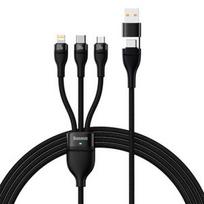 baseus usb type c laidas 2m - Baseus Flash 3in1 USB-C/USB-A 100W 1.2m (juodas) - 1 nuotrauka